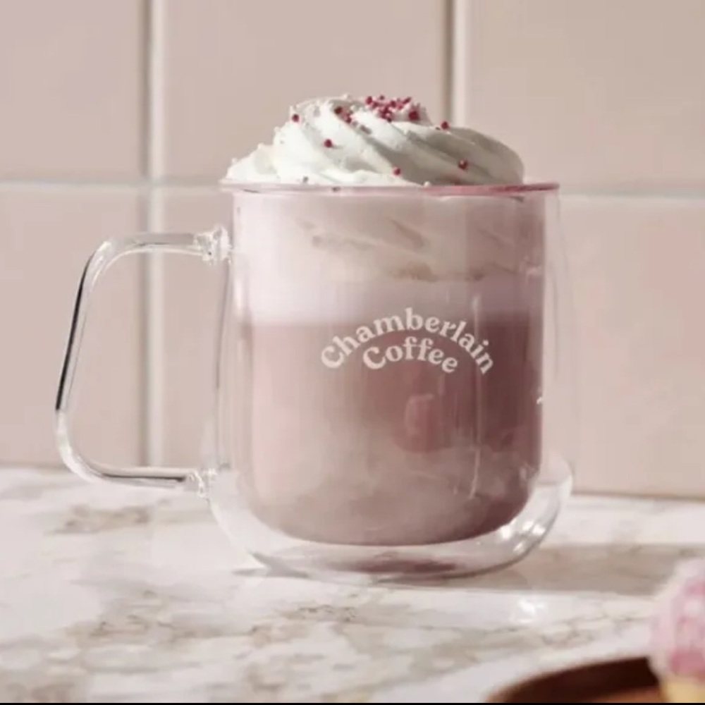 Chamberlain Coffee Pink Double Glass Wall Coffee Mug Valentines Day Limited Ed